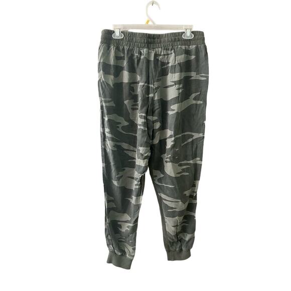Splendid Jogger Pant Women's L Green Camouflage Drawstring Slash Pockets Hi-Rise - Picture 2 of 7